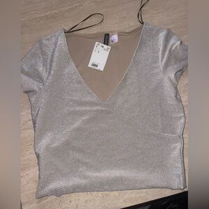 Zara Silver Cut Out Pencil Skirt Mini